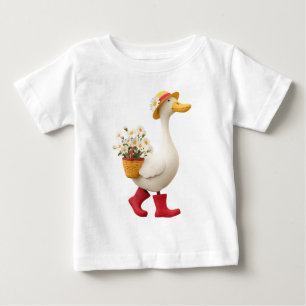 Camiseta De Bebé Ganso con Cesta de Flores – Patito Lindo para Niño