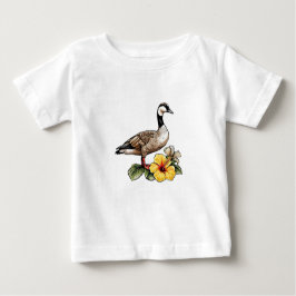 Camiseta De Bebé Ganso Hawai Con Flor De Hibiscus Amarillo