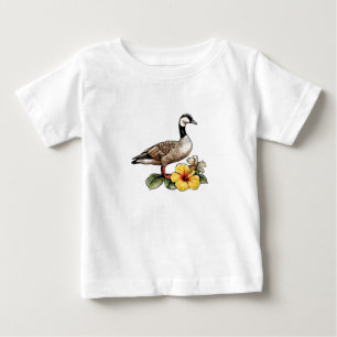 Camiseta De Bebé Ganso Hawaiano Con Flor De Hibisco Amarillo