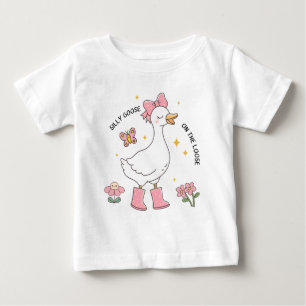 Camiseta De Bebé Ganso Tonto Rosa Lindo Suelto 