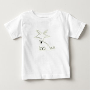 Camiseta De Bebé garabato de zorro negro blanco gris simple dibujo 