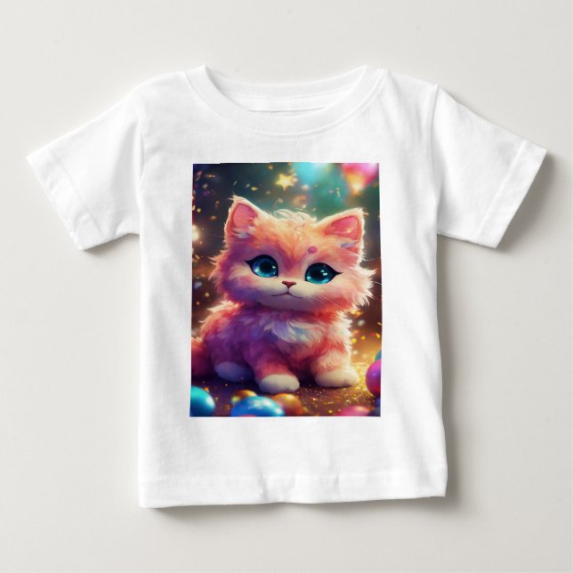 Camiseta De Bebé Gata bebê de pérola 3D fofa (Anverso)