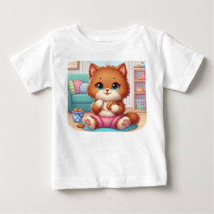 Camiseta De Bebé Gatito Adorable Con Cookie Toddler T-Shirt