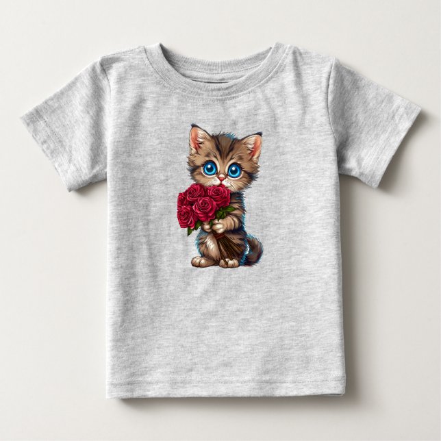 Camiseta De Bebé Gatito adorable de estilo cartoon (Anverso)