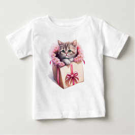 Camiseta De Bebé Gatito Adorable en una caja regalo de cumpleaños