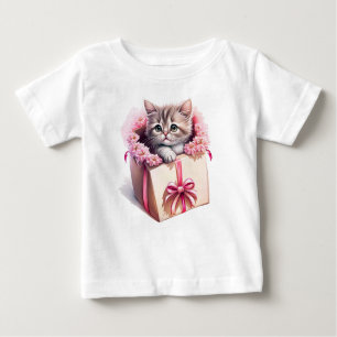 Camiseta De Bebé Gatito Adorable en una caja regalo de cumpleaños