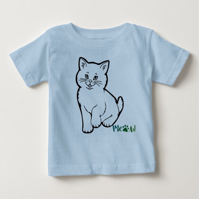 Camiseta De Bebé Gatito azul (Anverso)