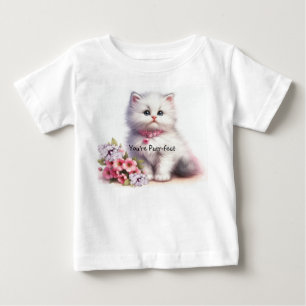 Camiseta De Bebé Gatito Blanco Esponjoso Eres Perfecto