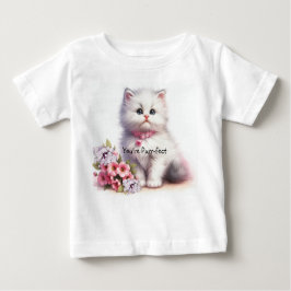 Camiseta De Bebé Gatito blanco esponjoso que eres purrfecto