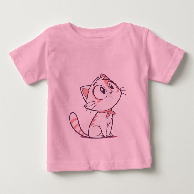 Camiseta De Bebé Gatito blanco y rosado lindo - Camiseta bebé (Anverso)