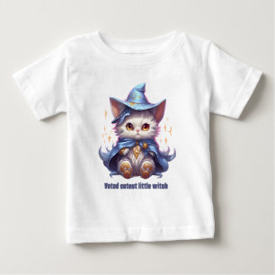 Camiseta De Bebé Gatito Bruja Azul de Halloween