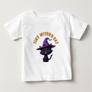 Camiseta De Bebé Gatito Brujo Negro Para Halloween Bebé Divertido �