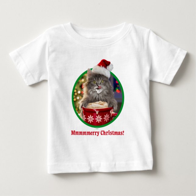 Camiseta De Bebé Gatito caliente del cacao del navidad lindo (Anverso)