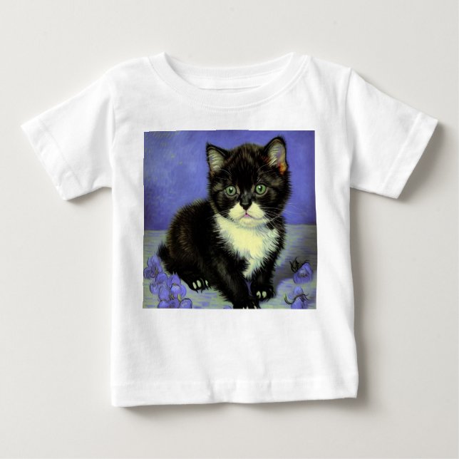 Camiseta De Bebé Gatito con Esmoquin de Van Gogh (Anverso)