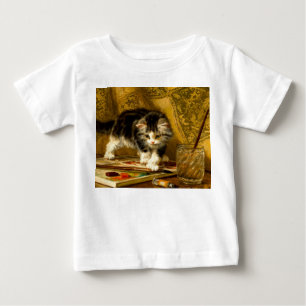 Camiseta De Bebé Gatito con pintura y brochas
