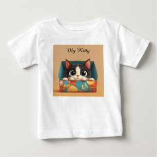 Camiseta De Bebé Gatito De Dibujos Animados Adorable Con Ojos Grand