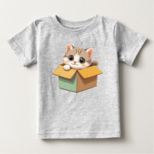 Camiseta De Bebé Gatito de dibujos animados adorable con ojos grand