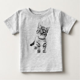 Camiseta De Bebé Gatito de gato | lápiz gráfico negro