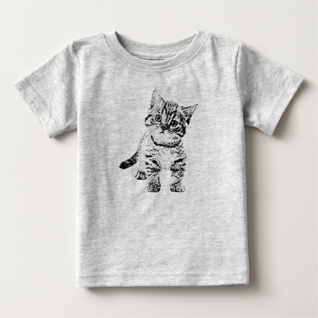 Camiseta De Bebé Gatito de gato | lápiz gráfico negro (Anverso)