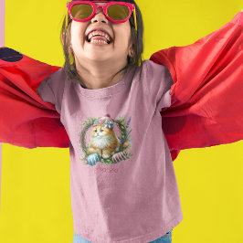 Camiseta De Bebé Gatito de Pascua en una guirnalda