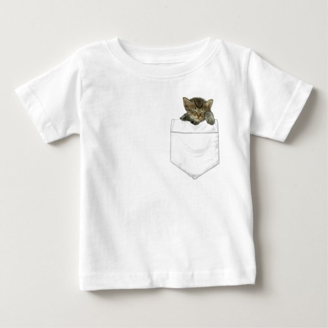 Camiseta De Bebé Gatito en su bolsillo (Anverso)
