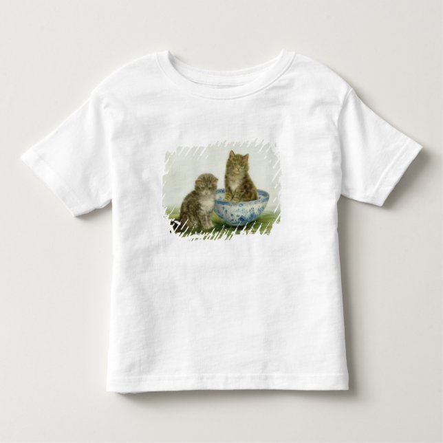 Camiseta De Bebé Gatito en un cuenco azul de China (Anverso)