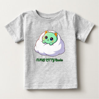 Camiseta De Bebé Gatito Kawaii Mint Cute en Nube