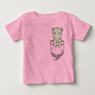 Camiseta De Bebé Gatito lindo del gato del doblez del escocés del