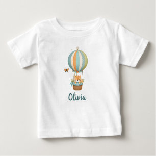 Camiseta De Bebé Gatito lindo en globo de aire caliente