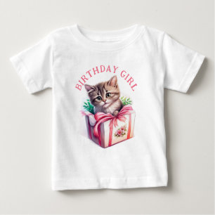 Camiseta De Bebé Gatito lindo en un regalo de cumpleaños de caja