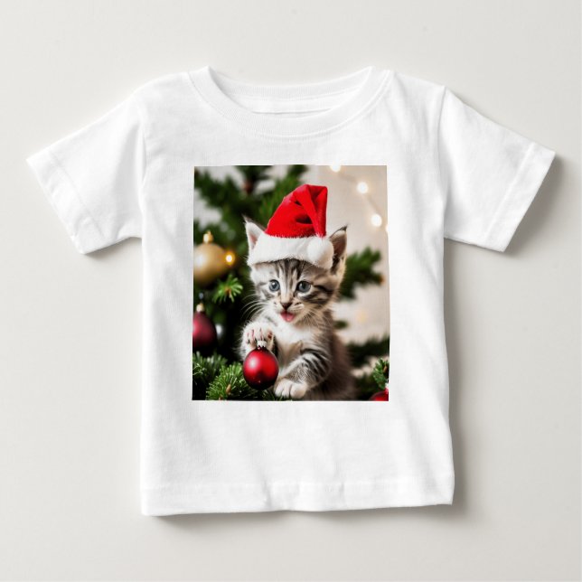 Camiseta De Bebé Gatito lindo jugando con el gato del árbol de Navi (Anverso)