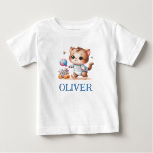 Camiseta De Bebé Gatito Lindo Personalizado Jugando