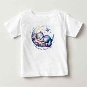 Camiseta De Bebé Gatito lindo y personalizado durmiendo en media lu