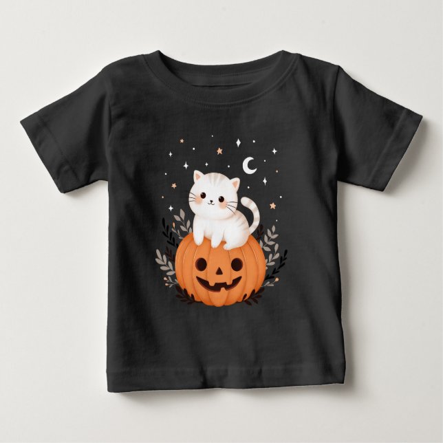 Camiseta De Bebé Gatito Moderno Y Aburrido En La Halloween De La Ca (Anverso)