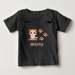 Camiseta De Bebé Gatito Naranja Adorable con Huellas de Patas