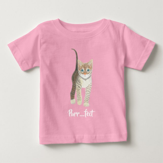 Camiseta De Bebé Gatito Tabby Rosa (Anverso)
