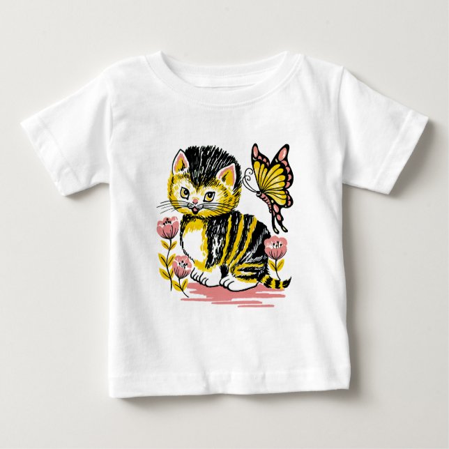 Camiseta De Bebé Gatitos Adorables y Mariposa (Anverso)