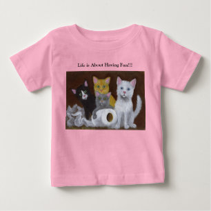 Camiseta De Bebé Gatitos divertiéndose con la camiseta del bebé
