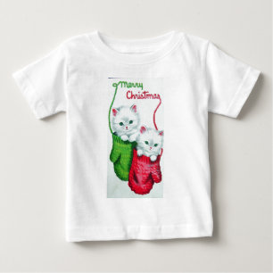 Camiseta De Bebé Gatitos en Mittens Feliz Navidad
