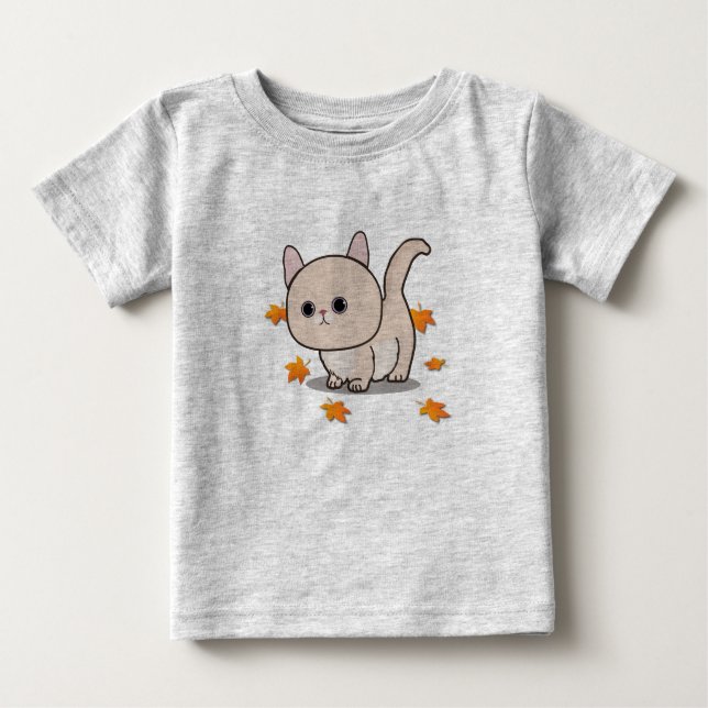 Camiseta De Bebé gatitos y hojas de arce (Anverso)