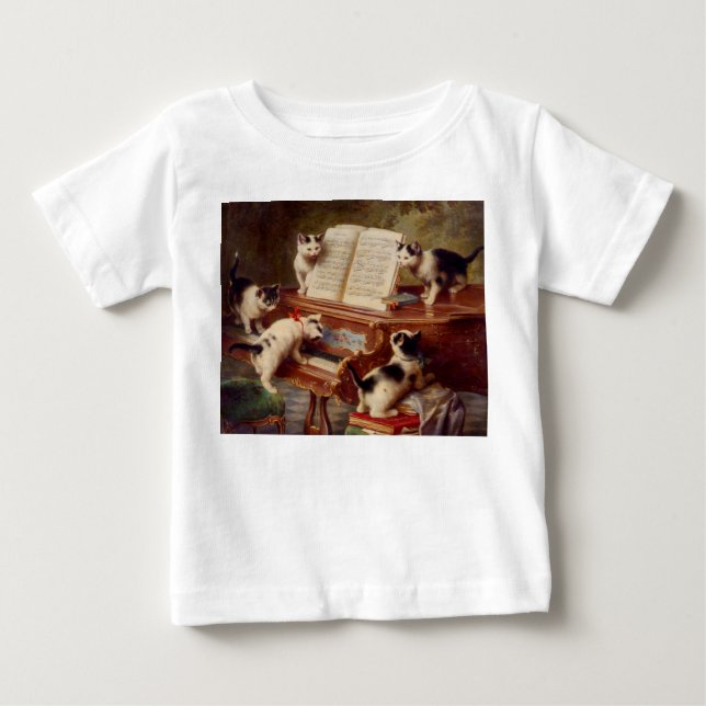 Camiseta De Bebé Gatitos y piano (Anverso)