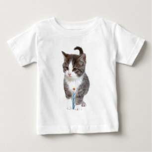 Camiseta De Bebé Gatitos y una vela azul