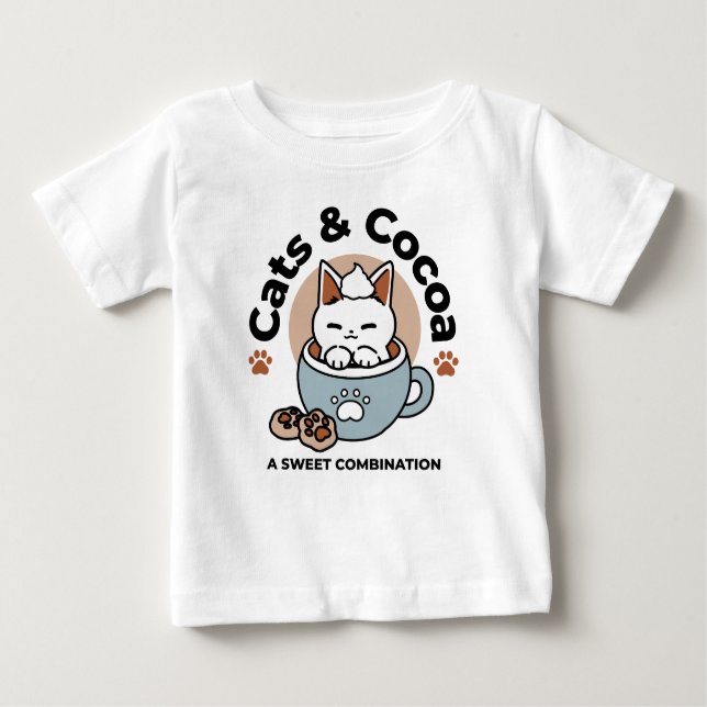 Camiseta De Bebé Gato adorable en diseño de vacaciones de peluche - (Anverso)