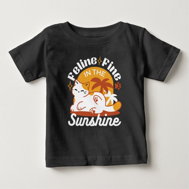 Camiseta De Bebé Gato Adorable relajante al sol - Mascota de verano (Anverso)