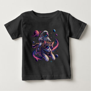 Camiseta De Bebé Gato astronauta viajando por el espacio