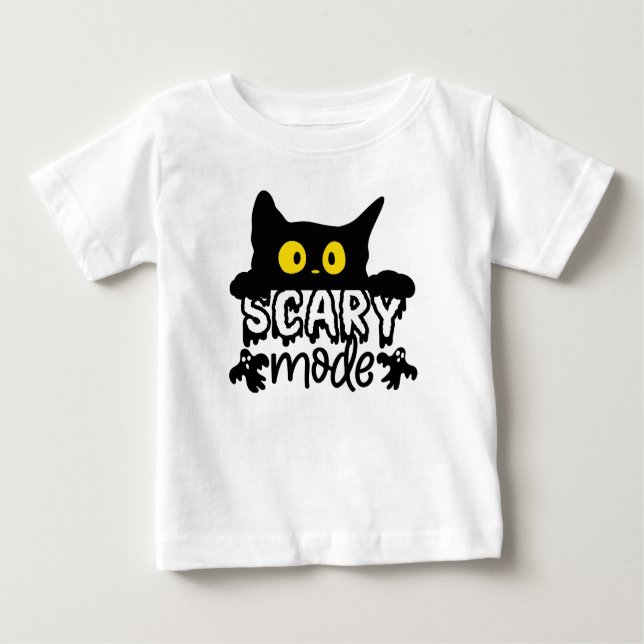 Camiseta De Bebé Gato asustado en modo Halloween (Anverso)