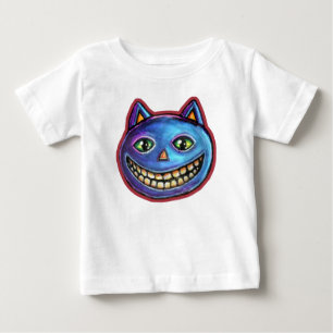 Camiseta De Bebé Gato azul sonriente Vintage Halloweenies