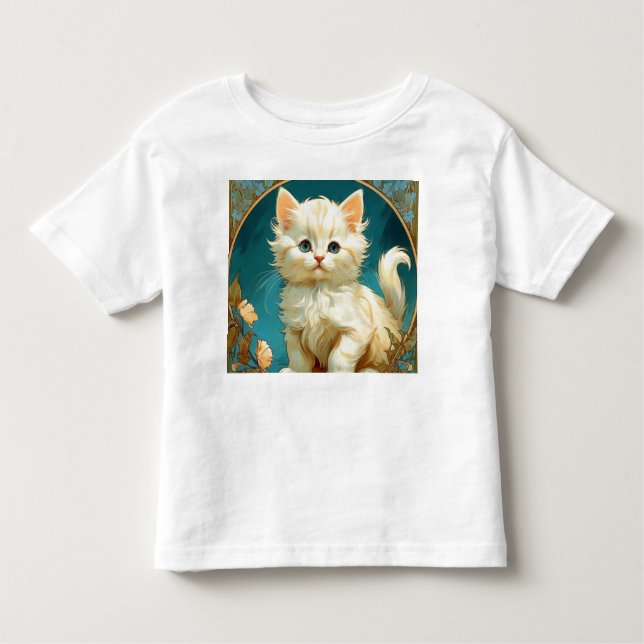 Camiseta De Bebé Gato blanco Alphonse Mucha Art Nouveau (Anverso)