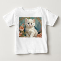 Gato blanco estilo Alphonse Mucha