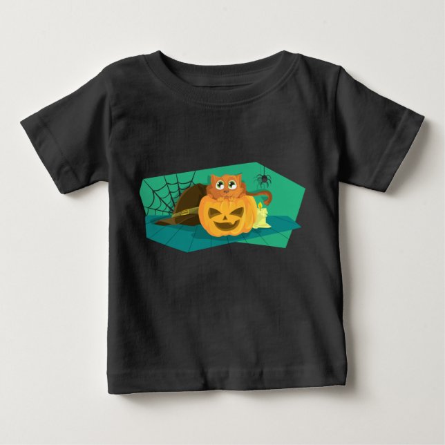 Camiseta De Bebé Gato Calabaza (Anverso)